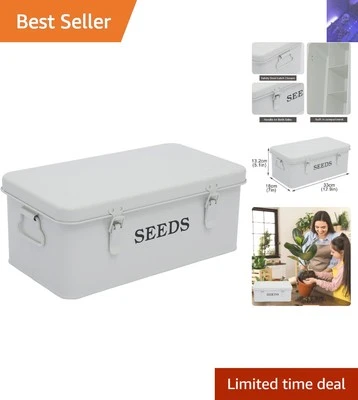 Elegante organizador de paquetes de semillas - Caja de almacenamiento de metal portátil de 4 compartimentos Foto 1 de 4