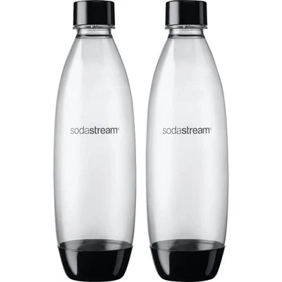 Sodastream Carbonating Bottles 2 Pack 1 Liter Black Tops NEW, Sparkling Water - Image 1 of 2