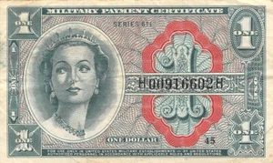 USA / MPC $1 1961 Series 611 Plate # 45 Circulated Banknote G18 - Picture 1 of 2