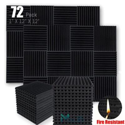 Acoustic Wall Panels Studio Sound Noise Proofing Insulation Foam 12''x12''x1'' - Image 1 of 4