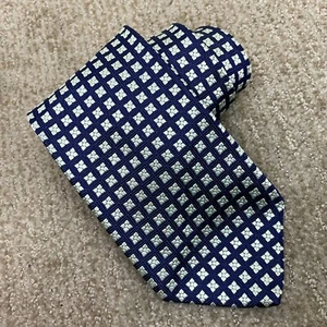 Brooks Brothers Makers Blue Check Green Floral Silk Tie Preppy USA - Picture 1 of 4