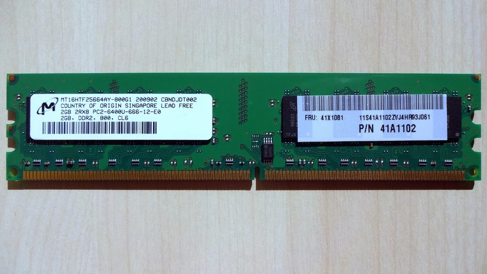 Micron 2GB DDR2 PC2-6400 800Mhz MT16HTF25664AY Desktop RAM Memory - Image 1 of 1