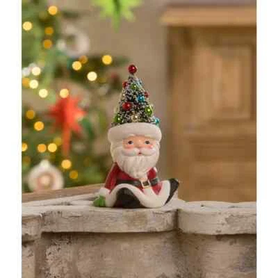 Bethany Lowe Retro Papá Noel Figura Sentada con Árbol, 5.5" Alto, TL2371, NUEVO Foto 1 de 3