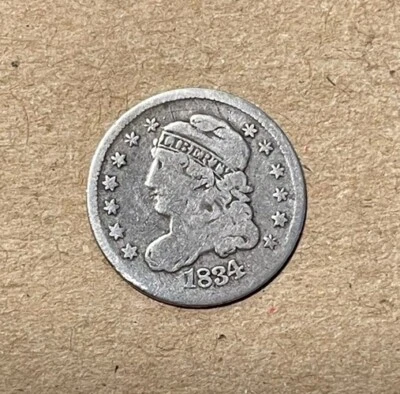 EE. UU. - 1834 Silver Liberty Cap media moneda de diez centavos - Popular Foto 1 de 4