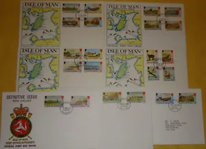 GB Stamps First Day Cover Isle of Man Scene Definitive 22 values 0.5p to £1 1973 - Picture 1 of 5