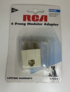 RCA Telephone 4-Prong to Modular Adapter New in Package Older Stock TP249 Ivory - Picture 1 of 2