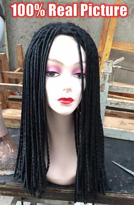 Perucas longas pretas afro dreadlock tranças torcidas perucas sem cola encaracoladas para mulheres negras - Imagem 1 de 4