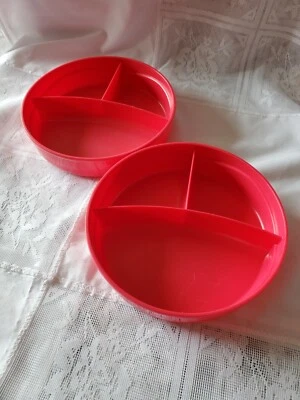 Tupperware #2552 Pink Munch Kids Divided Plate Set Of 2 * No Lids - Image 1 of 4