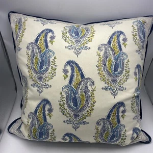 Envogue Throw Pillow Blue Paisley Home Decor 18" x 18" Down Filled - Picture 1 of 9