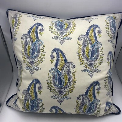 Диванная подушка Envogue синий пейсли домашний декор пух заполненный чистый 18 дюймов спальня - Изображение 1 из 4