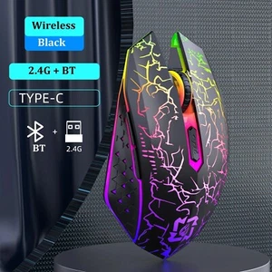 Wireless Gaming Mouse Bluetooth Lightweight Light Up Black - Picture 1 of 7