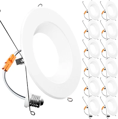 12-Pack 3000K Warm White UL Certified Dimmable Can Lights, Baffle Trim, 1050LM - Image 1 of 4