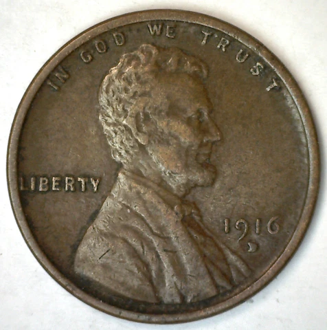 1916 D Lincoln Wheat Cent Circulated Extra Fine 1c Coin XF Cover