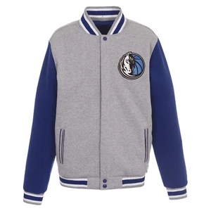 NBA Dallas Mavericks Reversible Full Snap Fleece Jacket 2 Front Logos JH Design - Picture 1 of 5
