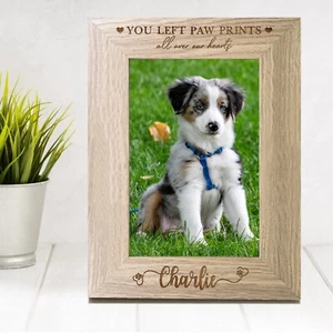 Personalised Pet Memorial Photo Frame Custom Engraved Wooden Keepsake for Dog - Picture 1 of 8