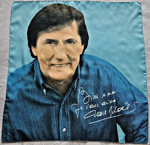 SCARF VINTAGE AUTHENTIC SINGER SOUVENIR BLUE 20" SQUARE SMALL - Picture 1 of 4