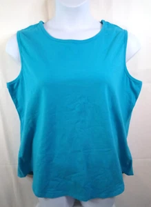 FADED GLORY Woman Tank Top 22/24W Teal Round Neck Sleeveless Cotton SHIPS FREE - Picture 1 of 6
