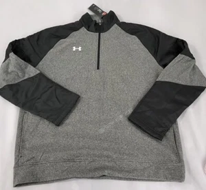 Under Armour Jacket Mens Extra Large 1/4 Zip Gray Black Trim Logo Sports Casual - Picture 1 of 10