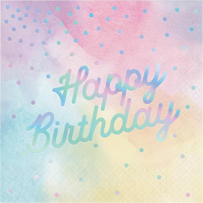 Rainbow Pastel Party Supplies Happy Birthday Lunch Napkins - Image 1 of 1