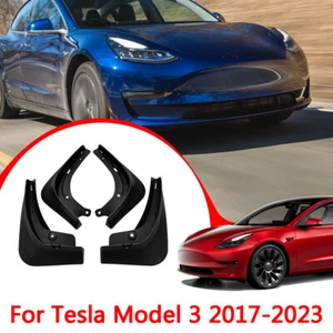 For Tesla Model 3 2017-2023 No Drilling Design Black Mud Flap Splash Guard - Picture 1 of 5