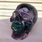 2.19lb Natural colour fluorite skull quartz crystal carved skull reiki healing
