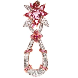 Piedra Preciosa Topacio Rosa, Rubí, Zafiro & Circonita Colgante 925 Plata de Ley - Imagen 1 de 5