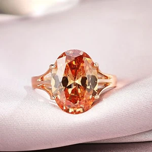 Anillo Cóctel Forma Huevo Beige Hecho con Cristal SWAROVSKI Oro Rosa 18k Relleno - Imagen 1 de 5