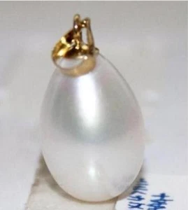 Elegant AAA+ 11*14mm real natural south sea white pearl pendant 18k Yellow Gold - Picture 1 of 5