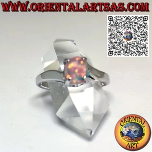 Anello in Argento 925‰ con opale ovale arlecchino e montatura asimmetrica - Imagen 1 de 5