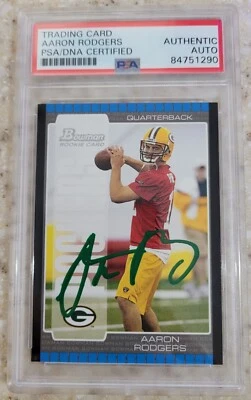 Aaron Rodgers 2005 Bowman #112 Rookie RC Autographed Signed Auto PSA - Image 1 of 2