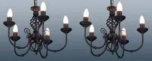 PAIR 5 Arm Bulb Barley Twist Classic Ceiling Light Fitting Pendant Chandelier - Picture 1 of 2