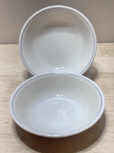 2 Corelle Beige With Gray Band Fruit / Berry / Sauce Bowls 5 1/4" - Picture 1 of 6