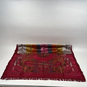 Fringed Silk Brocaded Flowers Brand Red Chinese Satin Orient Textile Piano Cover - Picture 1 of 24