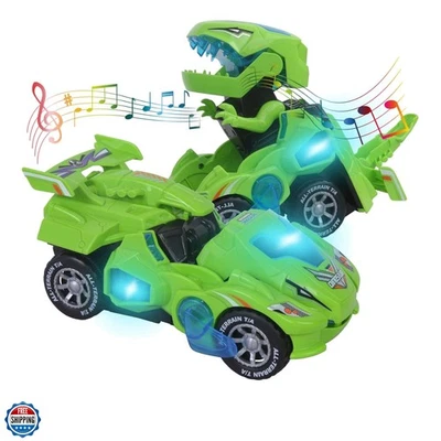 Toys for 3-6  Old Boys Transforming Car Toys with LED Light and Music Dinosau... - Image 1 of 4