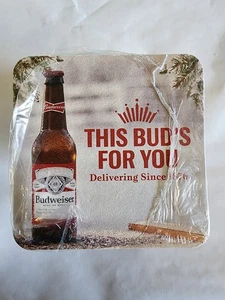 Pack de 125, BUDWEISER Bar Posavasos 4" x 4" 2 Caras, NUEVO Posavasos Precintados - Imagen 1 de 3