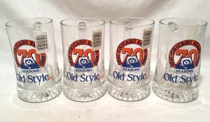 4 Unused Vintage Old Style Beer Chicago Bears 70 Seasons Glass Mugs 1920-1989 - Picture 1 of 4