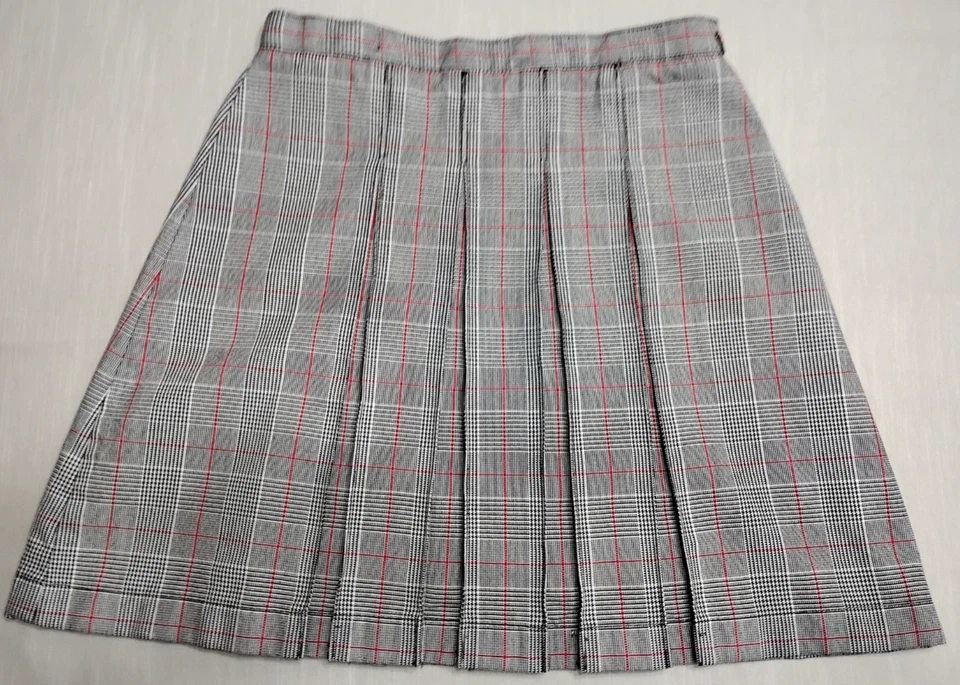 Юбка для девочки Lands' End размер 12 черно-белая униформа верх колена клетчатая коробка складка - Изображение 1 из 4