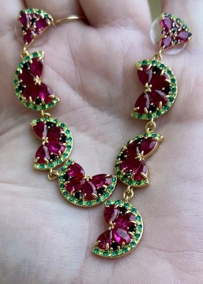 Pendientes Kate Spade Rubí Estrás Rosa Caliente Araña Lineal Sandía Nuevos sin Etiquetas Foto 1 de 4