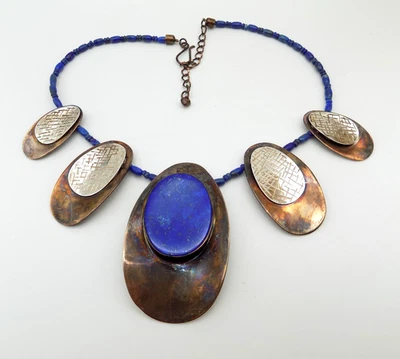 Declaración de disco de plata esterlina y cobre lapislázuli azul DTR JAY KING Mine Finds DTR Foto 1 de 4