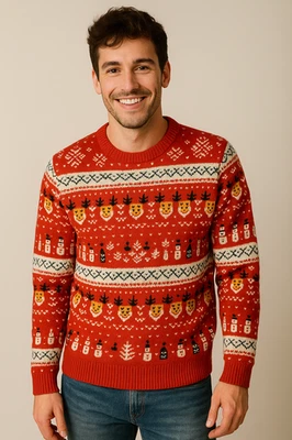 MAGLIONE UOMO  NATALIZIO GIROCOLLO FANTASIA  CHRISTMAS SWEATS ART. 23ORGA7 - Immagine 1 di 4