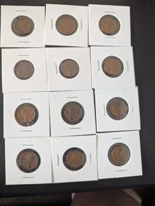 Lot Of 12 Wheat Pennies Various Years - Picture 1 of 1
