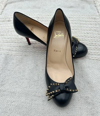 Christian Louboutin Ballalarina Black Nappa Leather Kitten Heel Pumps Size 7.5 - Image 1 of 4