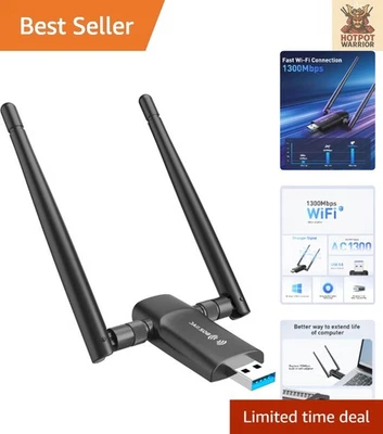Fast and Reliable 1300Mbps USB WiFi Adapter - Ideal Upgrade for All Windows PCs - Image 1 of 4
