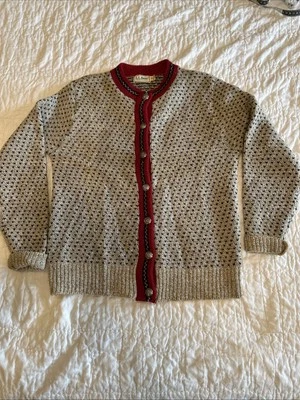 Cárdigan suéter mediano de lana ojo de pájaro tostado LL Bean para mujer de colección EE. UU. Foto 1 de 4