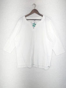 Orvis Ladies' 3/4 Sleeve Pima Cotton Tee Top with Side Slits White XL - Imagen 1 de 9