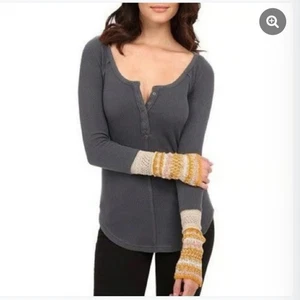 Free People Ski Lodge Thermo Langarm Strick Bündchen Top Newbie Waffel Größe M - Bild 1 von 11