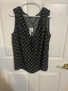 Women’s sleeveless black polka dot top by Ninety size Large NWT - Picture 1 of 5