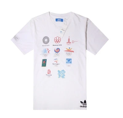 Camiseta Adidas Juegos Olímpicos XL Blanca Vintage Logotipos Originales Rara Nueva con Etiquetas Camiseta Informal Foto 1 de 4