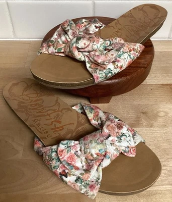 Womens Floral Fabric Big Bow Slides Blowfish Malibu Slip On Sandals Sz 8.5 Shoes - Image 1 of 4
