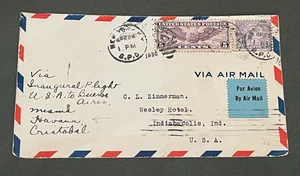 1930 PRIMO VOLO 5c POSTA AEREA + 50c #701 NY TO CANAL ZONE TO ARGENTINA! ETICHETTA! - Foto 1 di 3